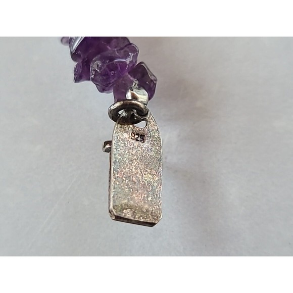 Vintage 925 Friends Clasp Amethyst Beaded Bracelet - Picture 8 of 10